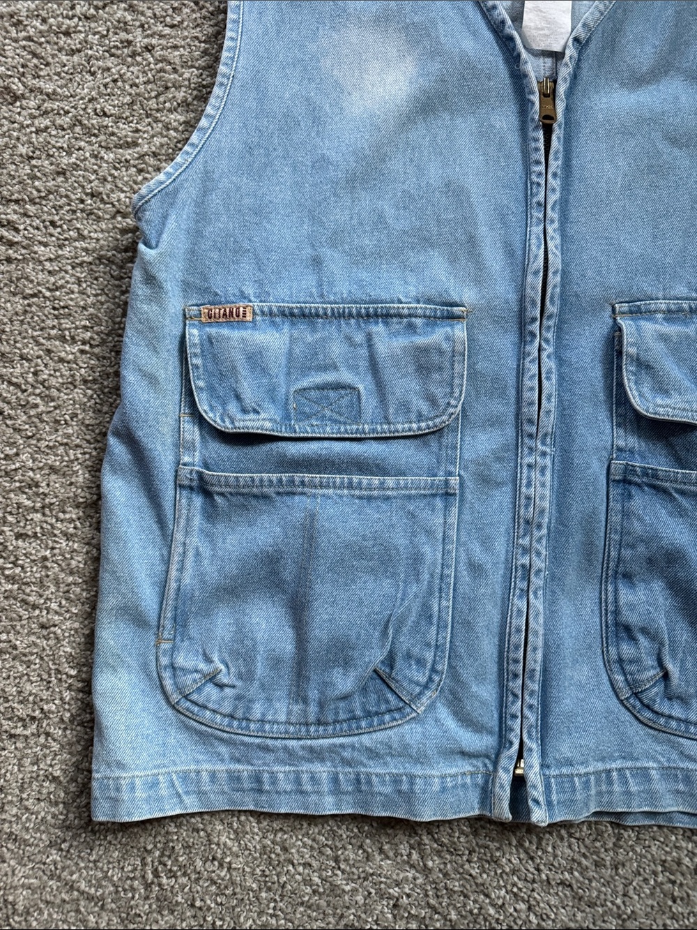 Gitano Vintage Light Wash Denim Utility Vest with Front Pockets - Picture 6 of 7